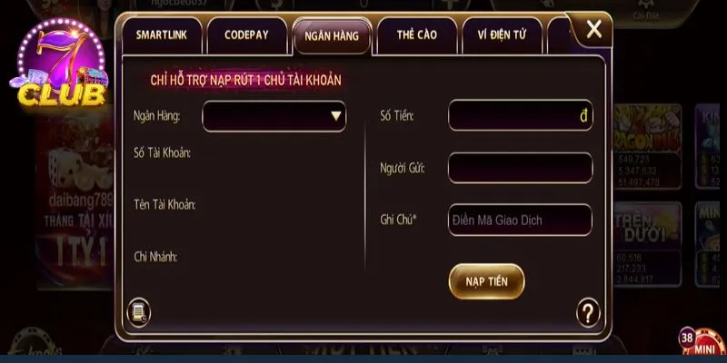 Chọn phương thức nạp tiền và điền thông tin phù hợp Chọn phương thức nạp tiền và điền thông tin phù hợp